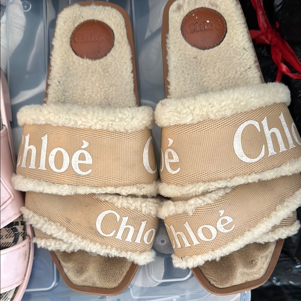 Chloé Tan and Cream Sandals